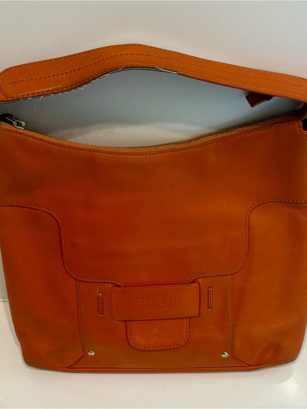 Kate Spade Savona Paige Orange Leather Hobo Shoulder Bag